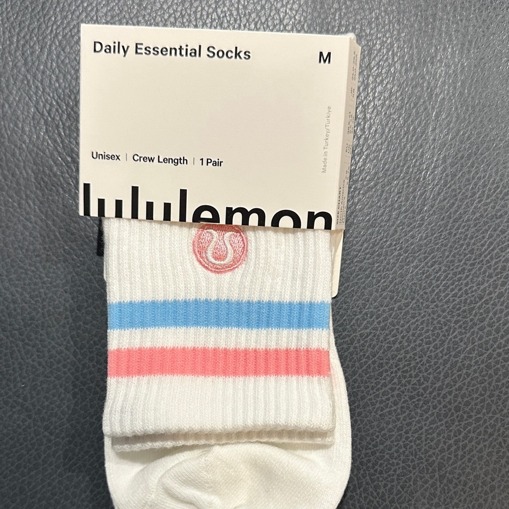 lululemon athletica White Socks with Blue and Pink Stripes
